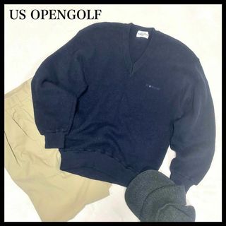 US OPENGOLF メンズ　ゴルフウェア　クルーネックニット　ネイビー　M(ニット/セーター)