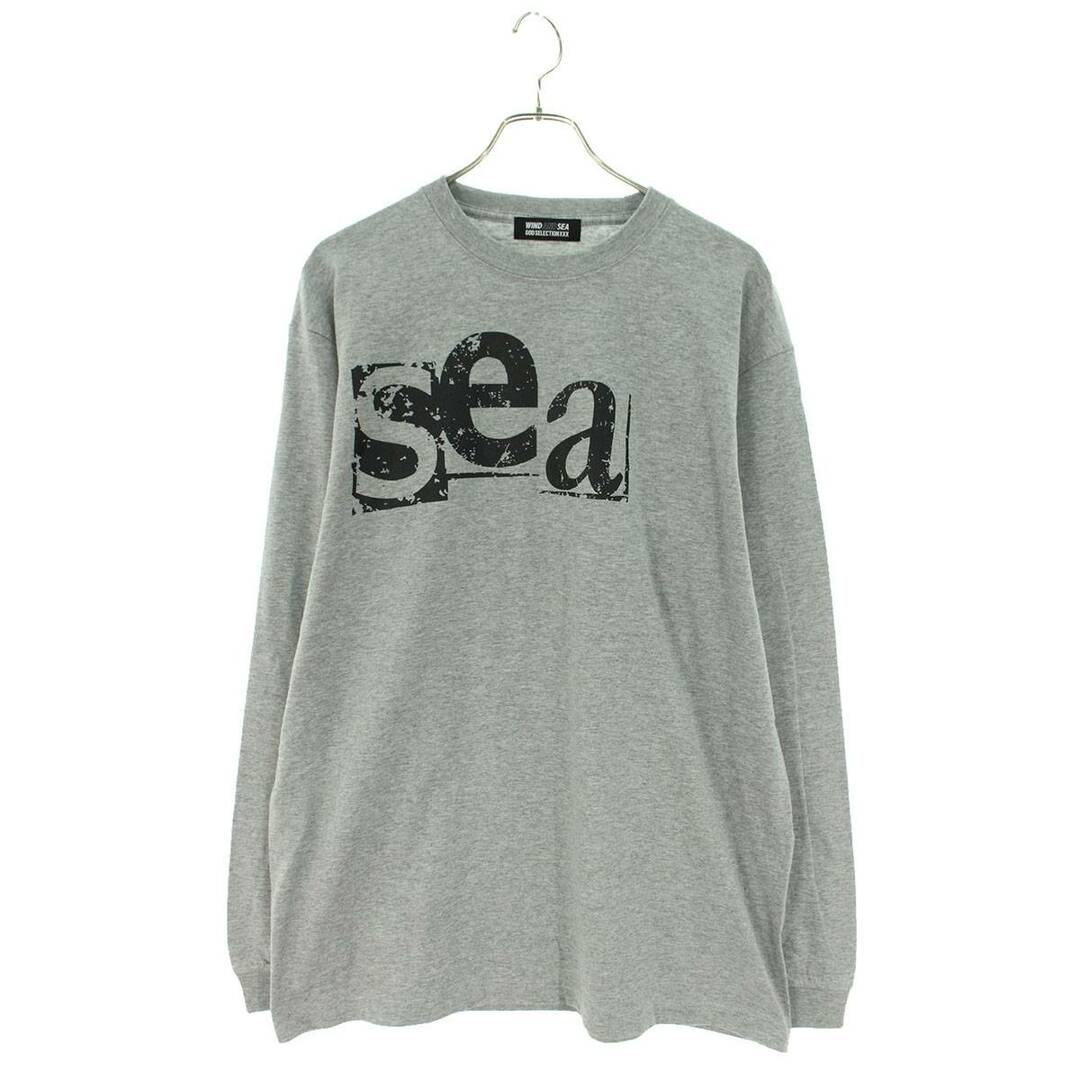 ゴッドセレクショントリプルエックス ×ウィンダンシー WIND AND SEA ロゴプリント長袖カットソー メンズ LTシャツ/カットソー(七分/長袖)