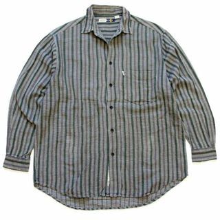 エスプリ(Esprit)の90s ESPRIT MEN 千鳥格子 ストライプ コットン ネルシャツ M★オールド ビンテージ オーバーサイズ(シャツ)