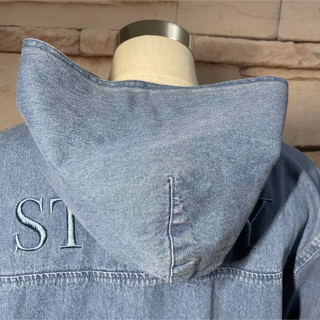 STUSSY DENIM HOODIE JACKET デニムフーディージャケットインディゴブルー×ホワイト