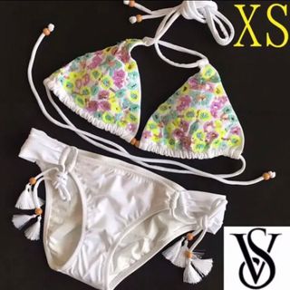 ヴィクトリアズシークレット(Victoria's Secret)のレア 新品 水着 ヴィクトリアシークレット 白 スパンコール 花柄 XS(水着)