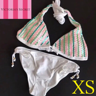 ヴィクトリアズシークレット(Victoria's Secret)のレア 新品 水着 ヴィクトリアシークレット 白スパンコールグリーン(水着)
