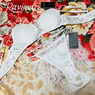 ラヴィジュール(Ravijour)の★Ravijour★サテンレースブラショーツ★フルバックパンツ下着★B70 白S(ブラ&ショーツセット)