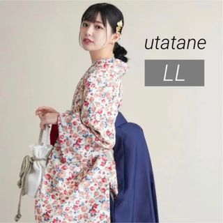 新品【クリーム地に赤いバラ】着物＆袴セット 卒業式 二尺袖着物 袴 卒業式 LL(着物)