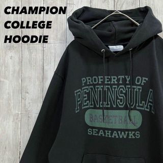 チャンピオン(Champion)のUS古着　チャンピオン　カレッジプリントスエットパーカー　サイズS黒ユニセックス(パーカー)