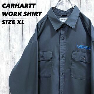 カーハート(carhartt)のアメリカ古着　CARHARTTカーハート　刺繍ロゴワークシャツ　サイズXLグレー(シャツ)