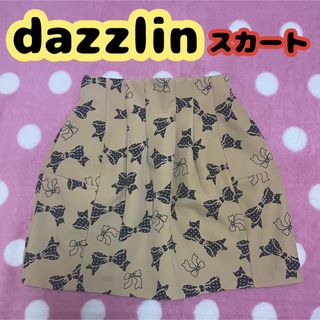 ダズリン(dazzlin)の★dazzlinスカート　水玉リボン柄　かわいい　キャメル色地✖️黒リボン(ミニスカート)