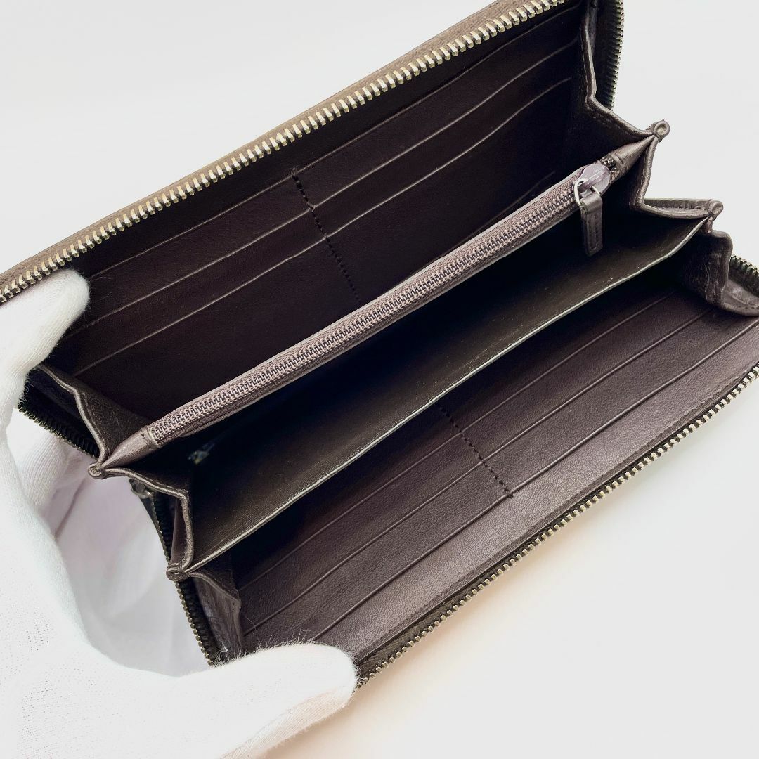 【極美品】グッチ シマ 長財布 GG ラウンドジップファスナー ダークブラウン