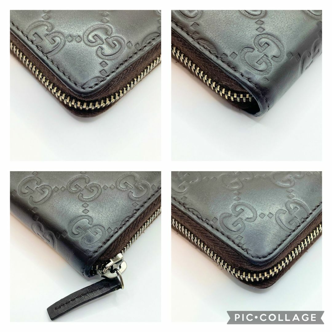 【極美品】グッチ シマ 長財布 GG ラウンドジップファスナー ダークブラウン