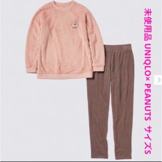 ユニクロ(UNIQLO)の未使用 ユニクロ ピーナッツ ホリデー 長袖フリースセットスヌーピー ピンク系(ルームウェア)