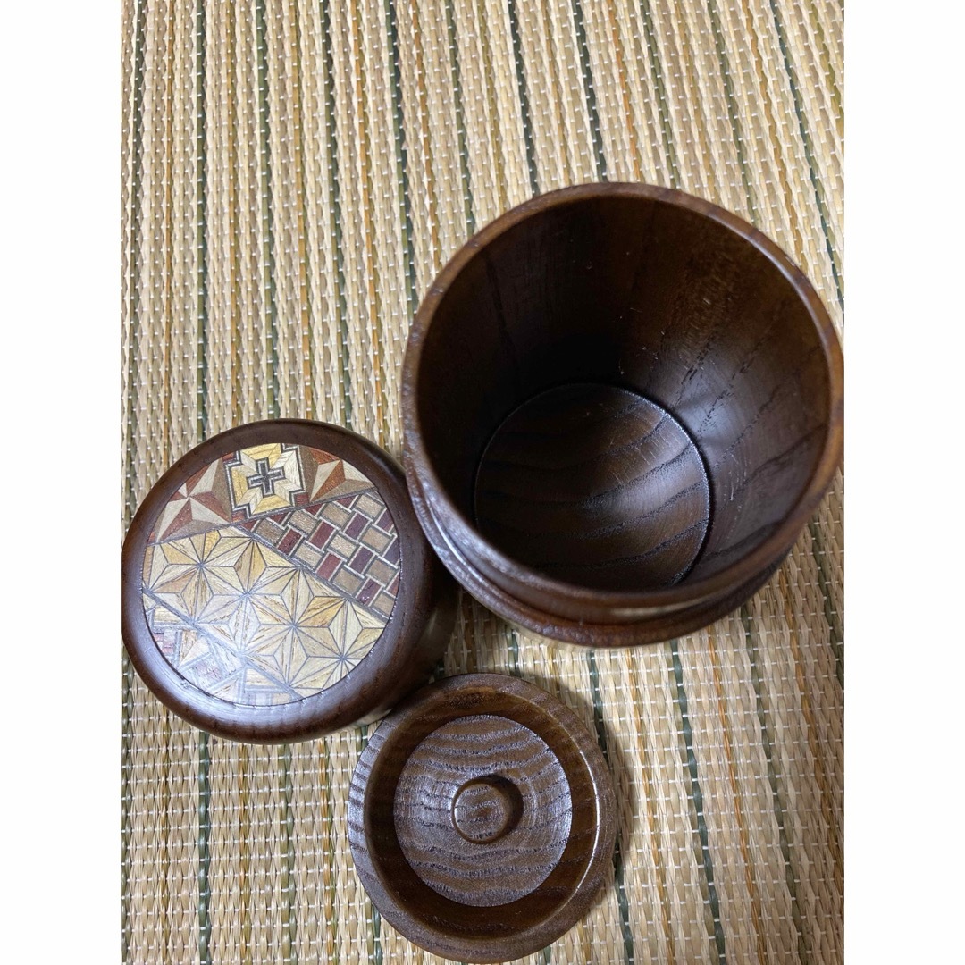 茶筒　箱根寄木細工 寄木茶筒（ケヤキ）新品 エンタメ/ホビーの美術品/アンティーク(漆芸)の商品写真