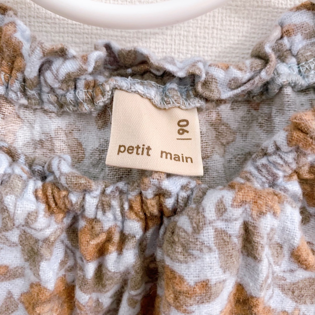 petit main - petit main 花柄 ワンピース 90cm 長袖 くすみカラーの