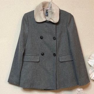 ザラキッズ(ZARA KIDS)のZARA kidsファー襟ライトグレーのシンプルコート11-12T152cm新品(ジャケット/上着)