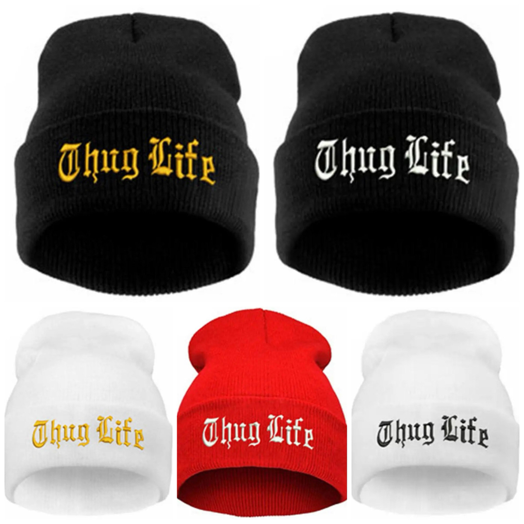 【※コメント専用ページ】Thug life 2pac  ニットキャップ　ニット帽 メンズの帽子(ニット帽/ビーニー)の商品写真