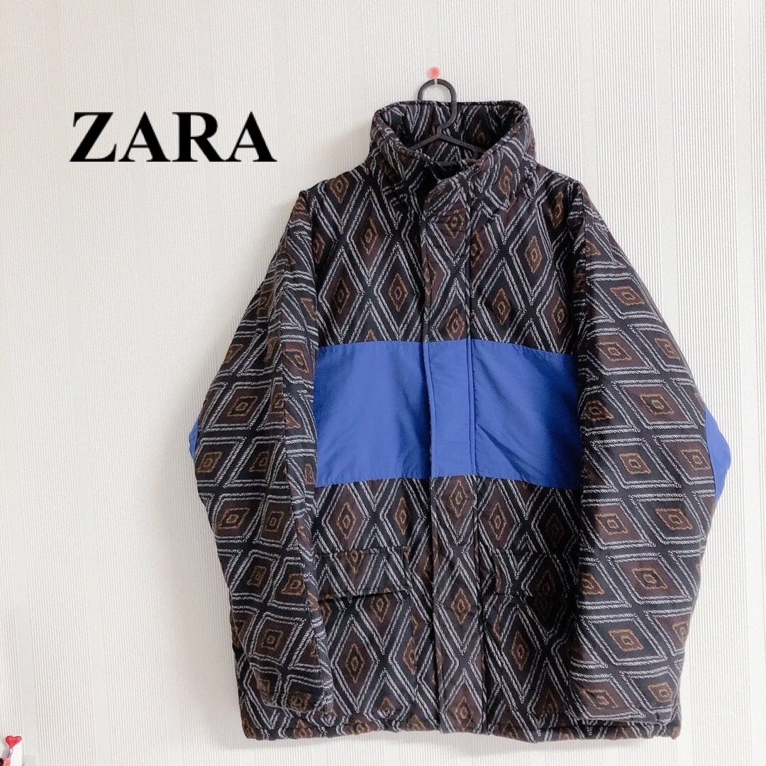 ジャケット/アウターZARA ザラ　中綿ダウンジャケット　総柄　メンズ