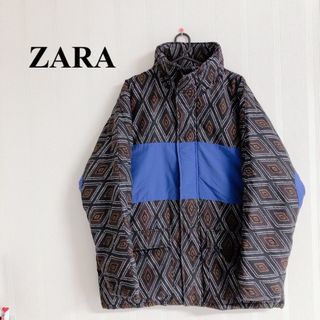 ザラ(ZARA)のZARA ザラ　中綿ダウンジャケット　総柄　メンズ(ダウンジャケット)