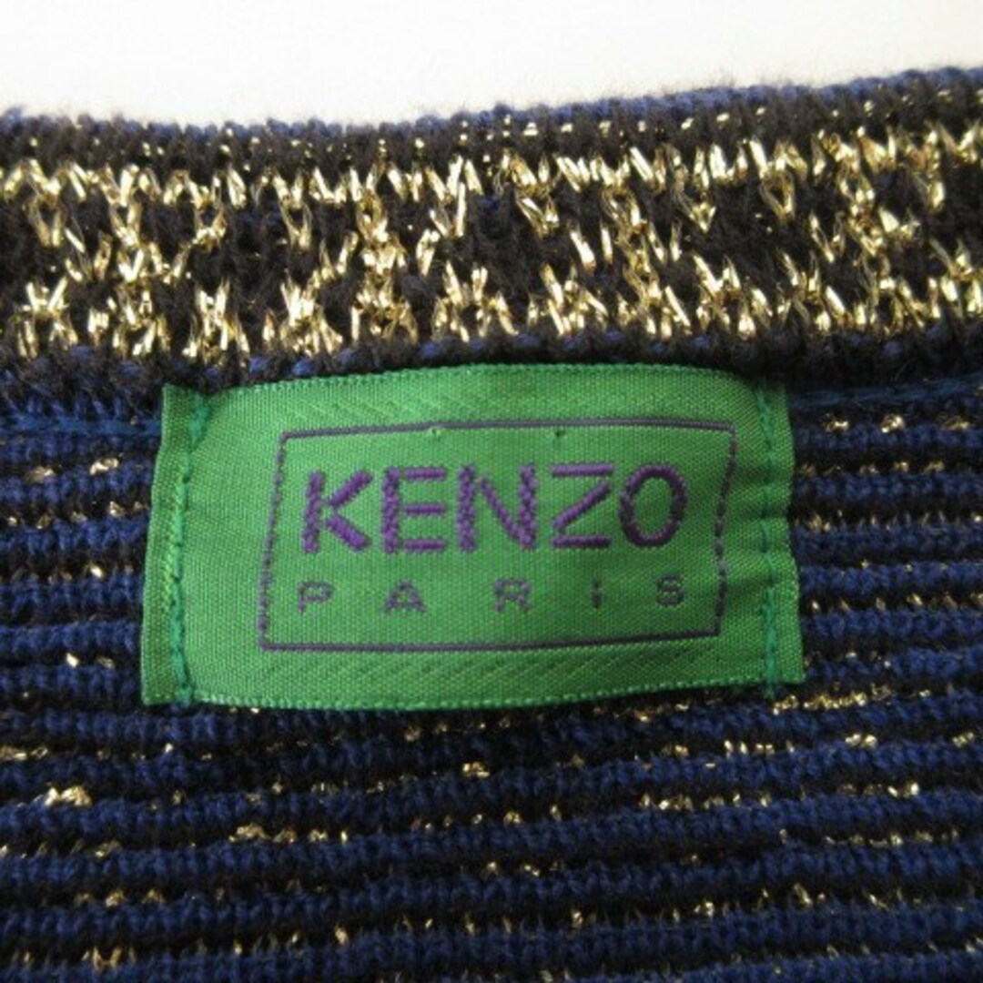 KENZO(ケンゾー)のケンゾー ヴィンテージ ニット セーター L相当 ブルー ゴールド ■GY09 レディースのトップス(ニット/セーター)の商品写真