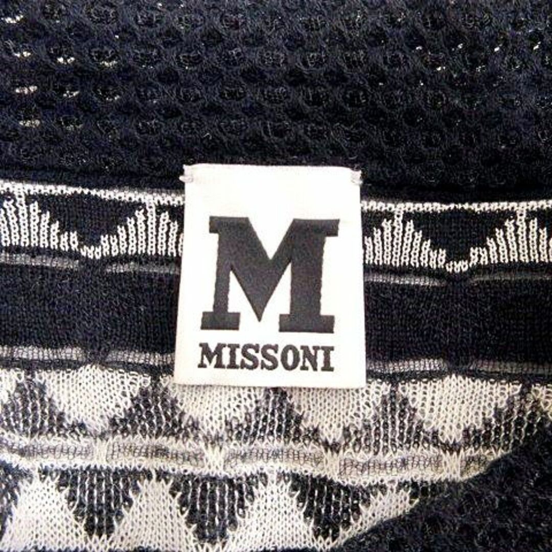 MISSONI(ミッソーニ)のミッソーニ ワンピース ひざ丈 七分袖 総柄 38 S相当 黒 白 ■GY09 レディースのワンピース(ひざ丈ワンピース)の商品写真