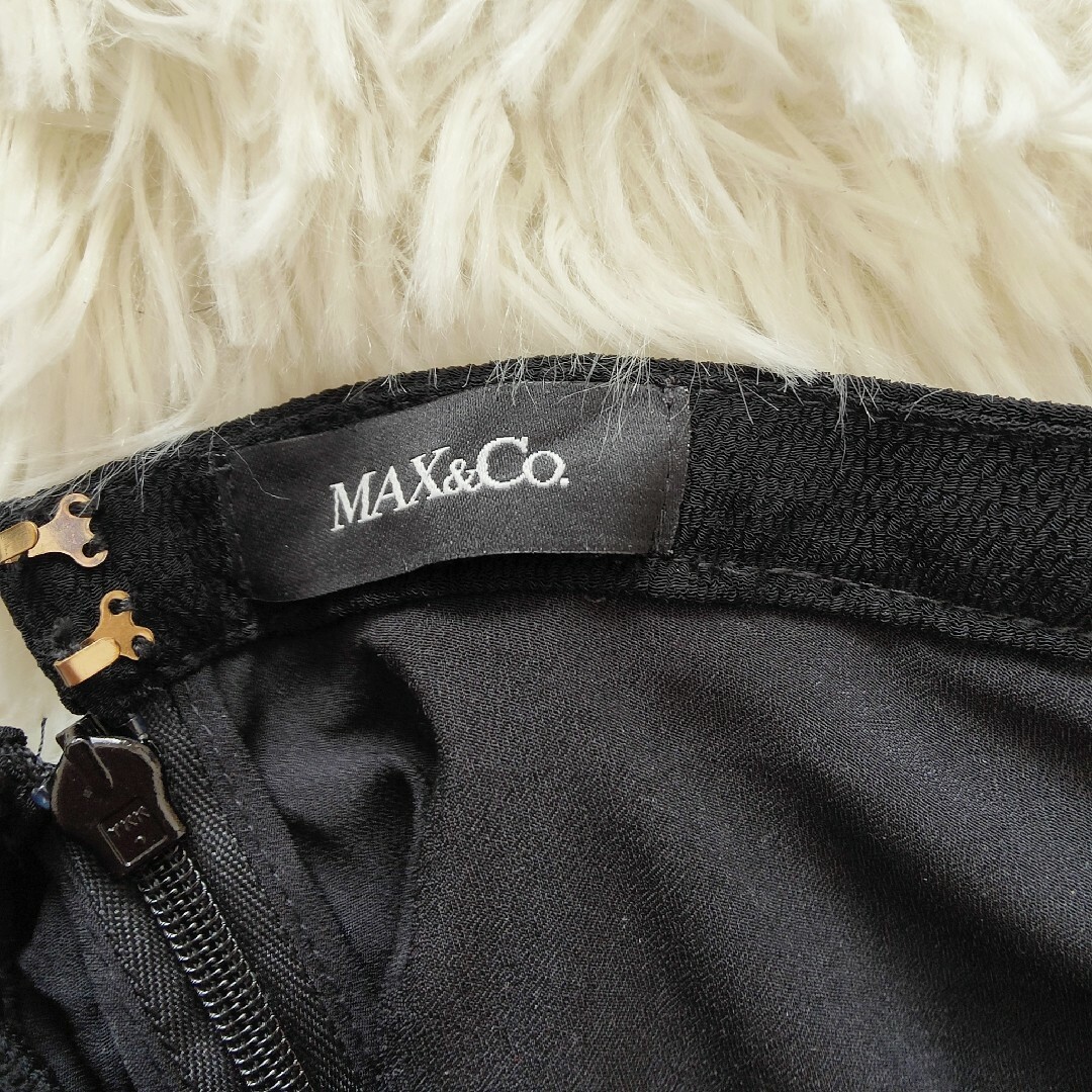 MAX＆co ブラック プリーツ スカート レース   Ｌ レディースのスカート(ひざ丈スカート)の商品写真