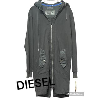 ディーゼル(DIESEL)の美品 DIESEL ロングパーカー 黒(パーカー)