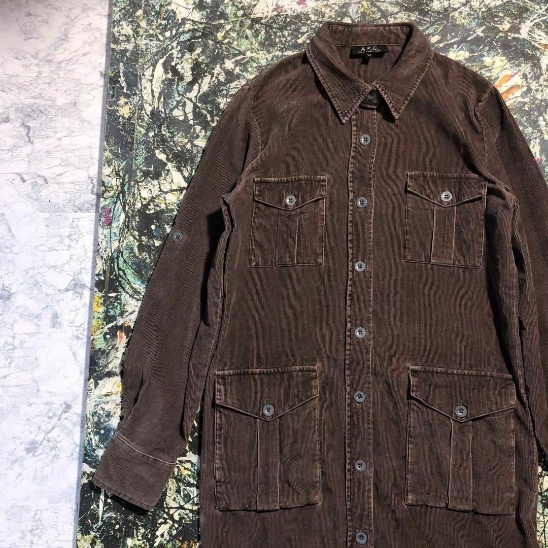 A.P.C(アーペーセー)の【美品】アーペーセー-A.P.C.-ロングコーデュロイシャツワンピース レディースのワンピース(ロングワンピース/マキシワンピース)の商品写真