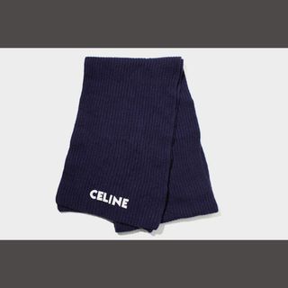 セリーヌ(celine)のCELINE セリーヌ ロゴパッチ リブ編み ウール ニットマフラー/●☆(マフラー/ショール)