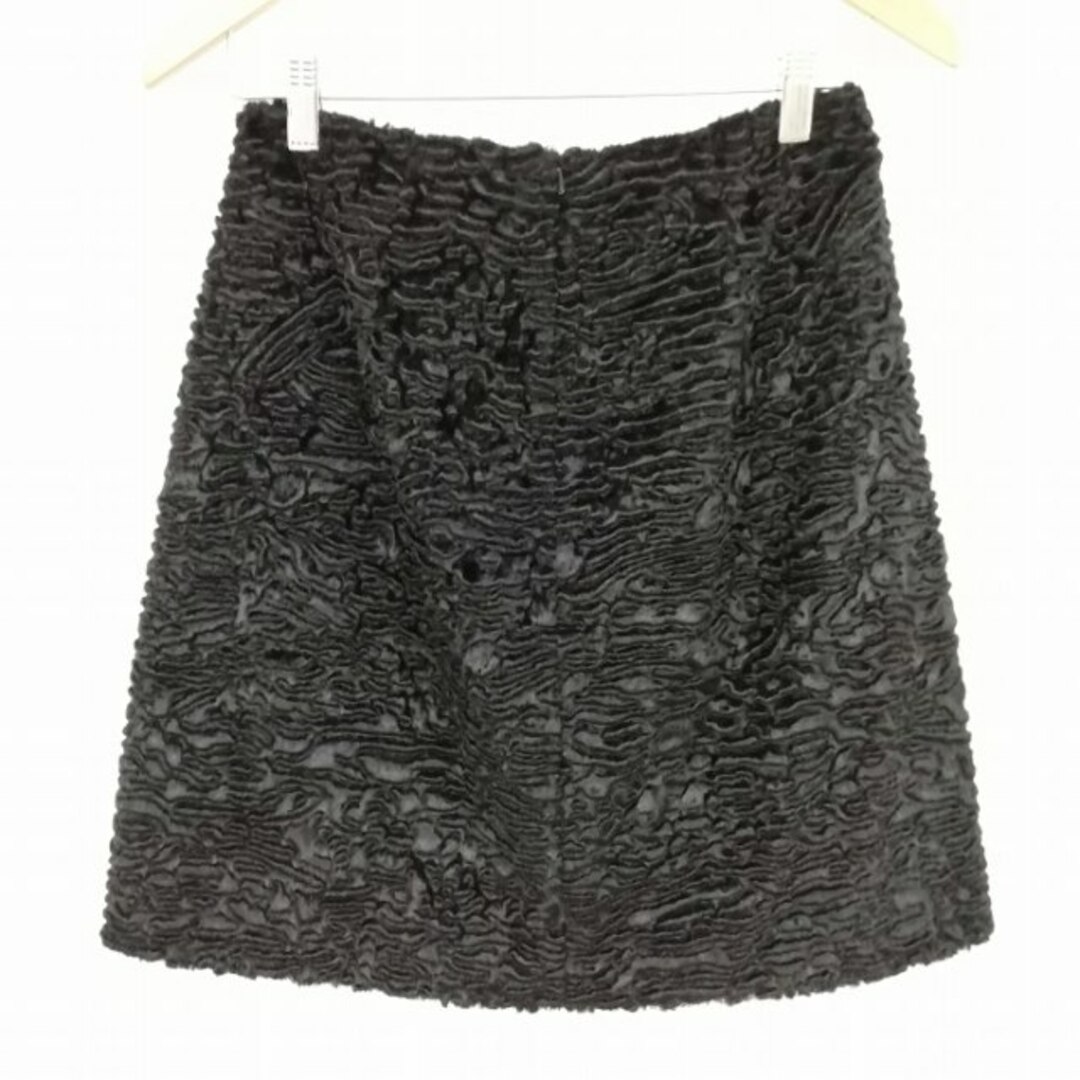 Sマックスマーラ 美品 フェイクファー フレアー スカート 36 ブラック レディースのスカート(ミニスカート)の商品写真