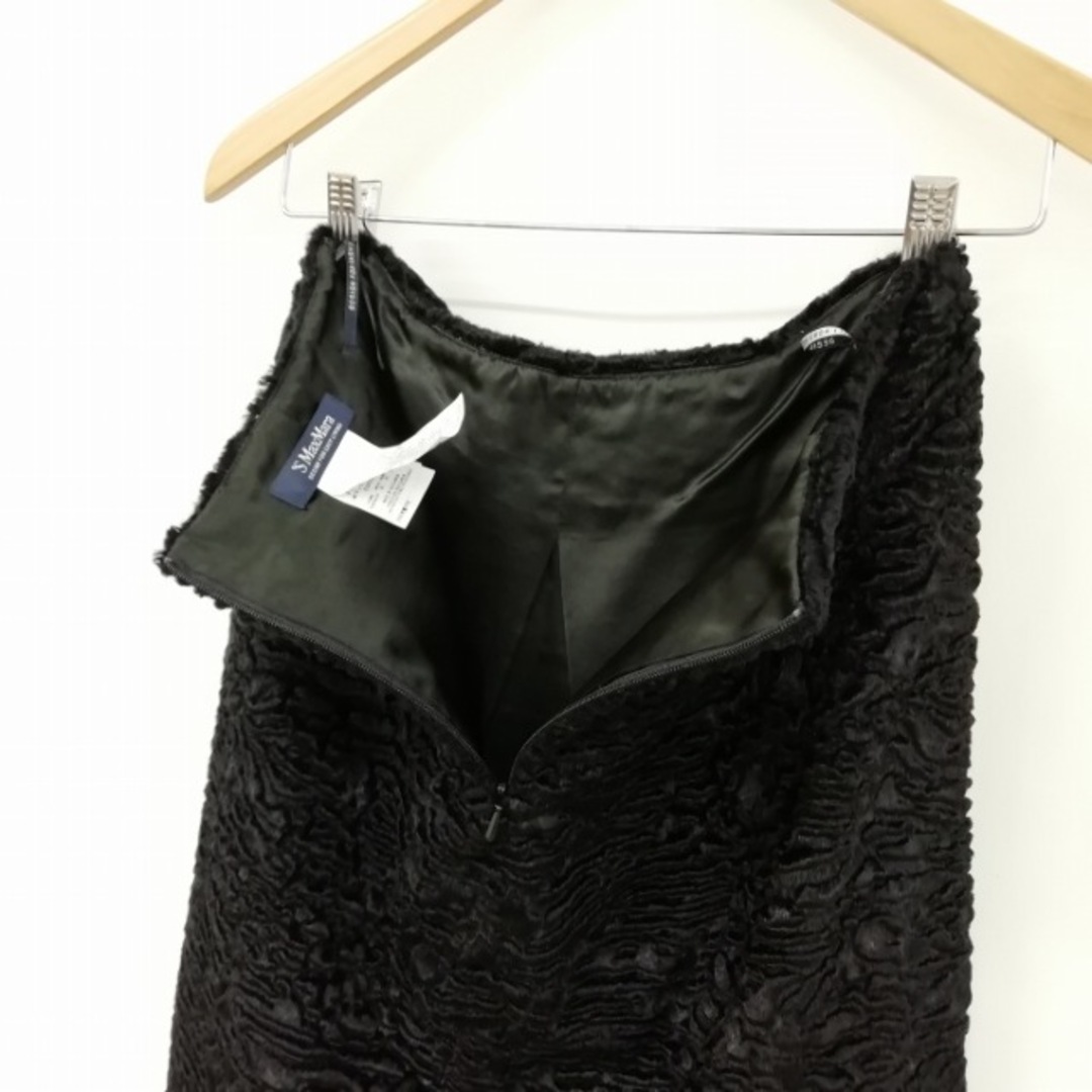 Sマックスマーラ 美品 フェイクファー フレアー スカート 36 ブラック レディースのスカート(ミニスカート)の商品写真