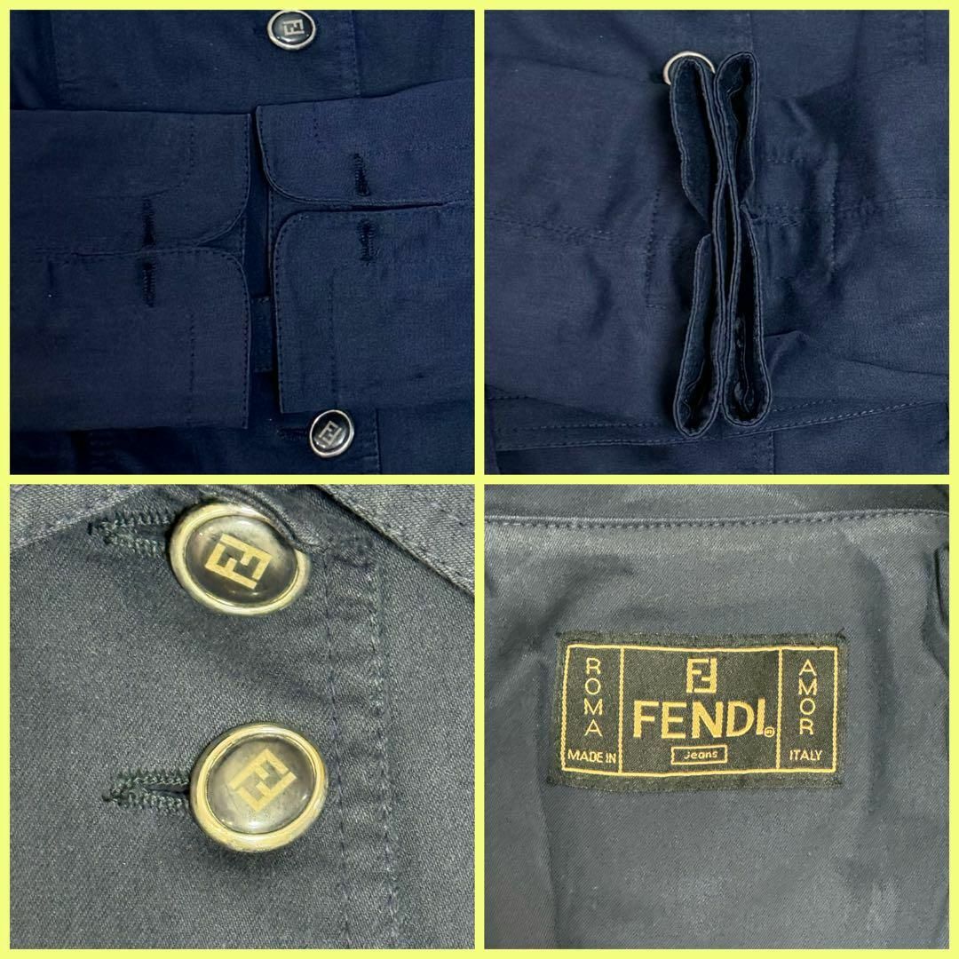 FENDI(フェンディ)の【美品】FENDI フェンディ ロングジャケット Aライン ベルト ネイビー M レディースのジャケット/アウター(スプリングコート)の商品写真