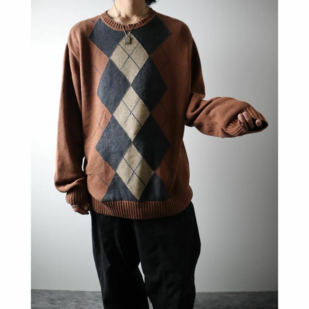 アーガイル柄 コットン ニット セーター Cotton Knit Sweater