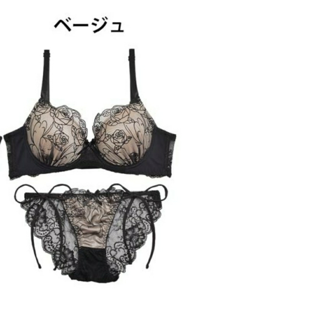 ローズ育乳脇高ブラジャー&サイド紐バック透けフルバックショーツ/C75M レディースの下着/アンダーウェア(ブラ&ショーツセット)の商品写真