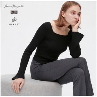 ユニクロ(UNIQLO)のマメクロゴウチ UNIQLO 3Dリブスクエアネックセーター(ニット/セーター)