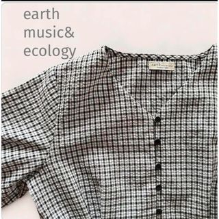 アースミュージックアンドエコロジー(earth music & ecology)のearth music&ecology 半袖 ギンガムチェック ブラウス(シャツ/ブラウス(半袖/袖なし))