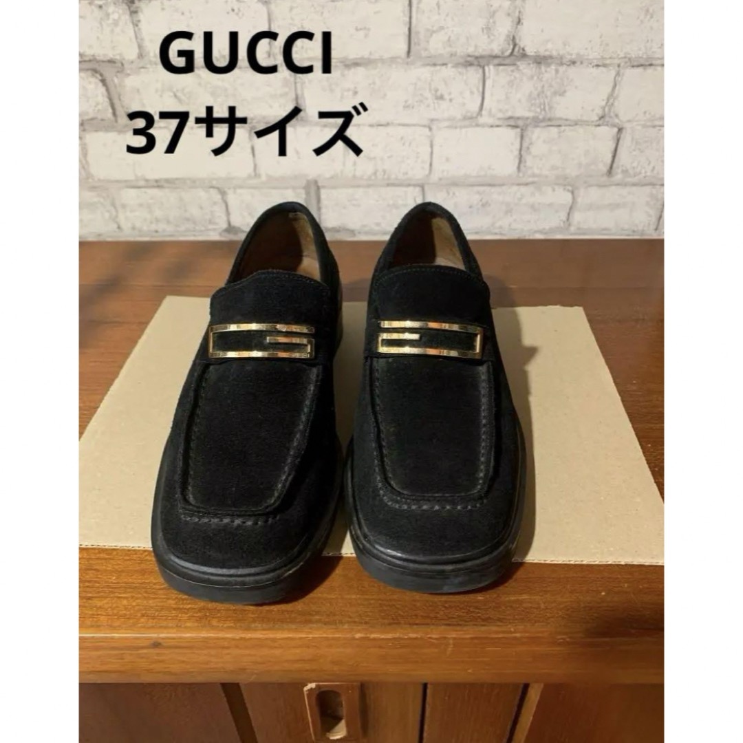 Gucci(グッチ)のGUCCI グッチ　ローファー Gロゴ バックル　 スクエアトゥ ブラック37 レディースの靴/シューズ(ローファー/革靴)の商品写真