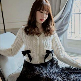 Her lip to - herlipto Double Bow Cable Knit Cardiganの通販 by naa ...