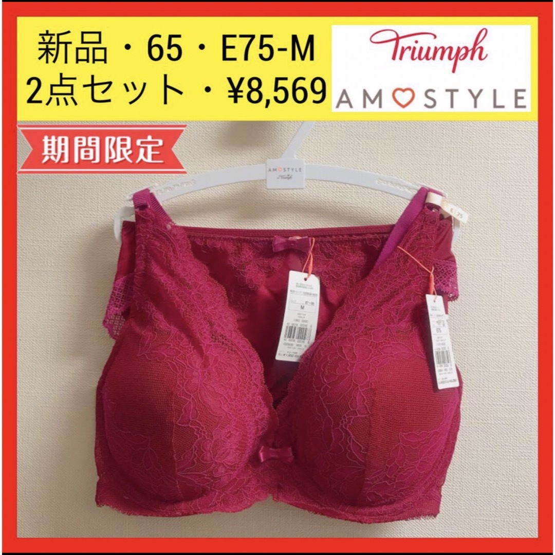 Triumph(トリンプ)の新品 65 トリンプ シグネチャーレース ブラ＆ショーツセット E75 M レディースの下着/アンダーウェア(ブラ&ショーツセット)の商品写真