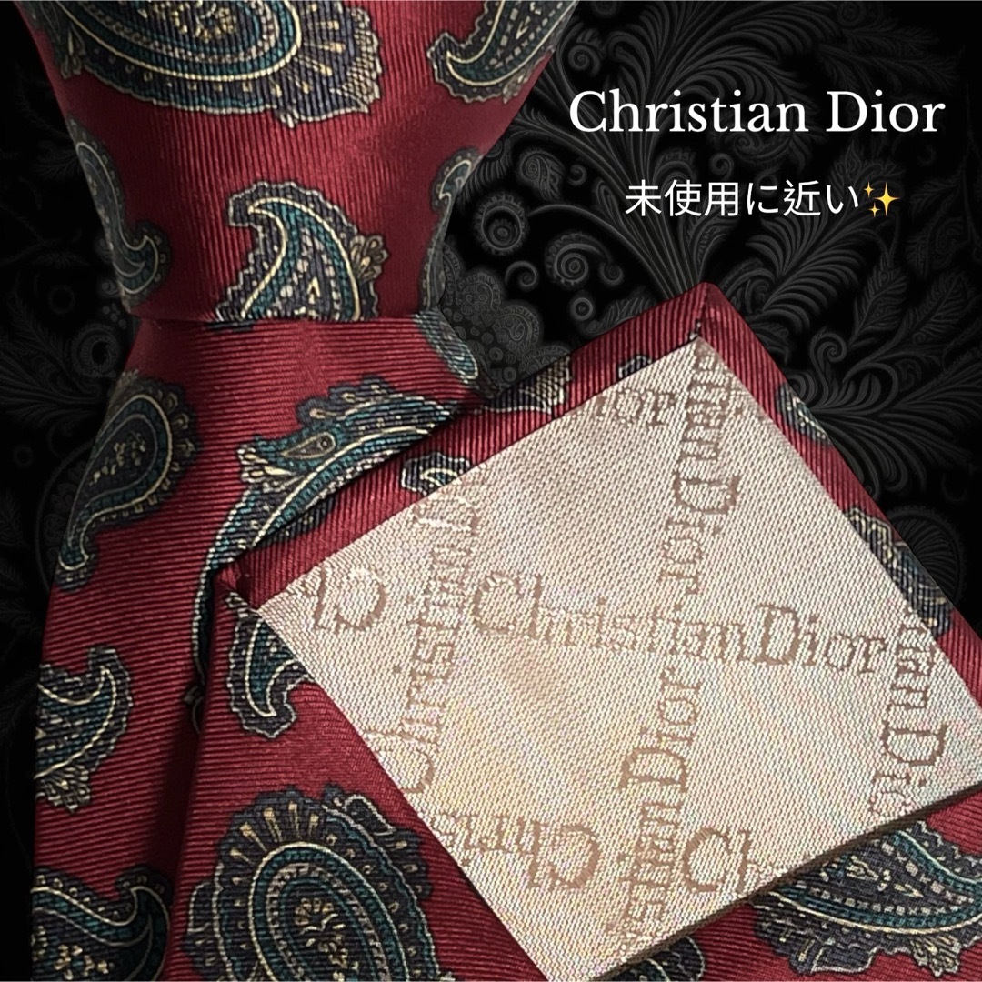 人気定番の 【未使用に近い】 Christian Dior レッド系 ペイズリー