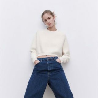 ザラ(ZARA)のZARA ニット　クロップドセーター　クロップド　白　ホワイト　ニット(ニット/セーター)