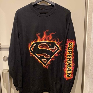マーベル(MARVEL)のSUPERMAN スーパーマン FIRE 炎 ロンT ロゴ MARVEL DC(Tシャツ/カットソー(七分/長袖))
