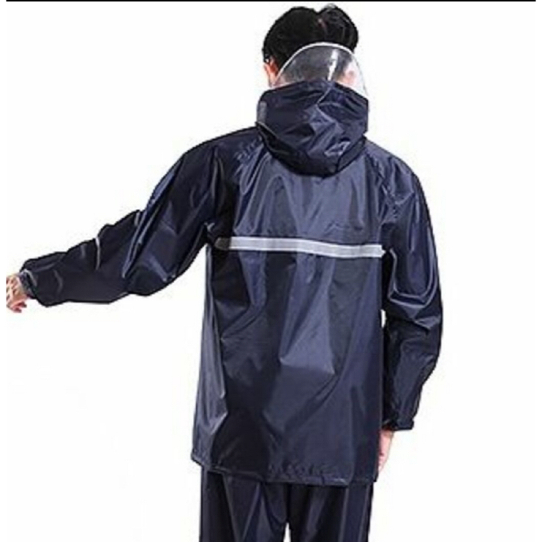 レインコート レインジャケット 雨ガッパ  ブラック黒 撥水厚手XL 男女兼用 メンズのファッション小物(レインコート)の商品写真