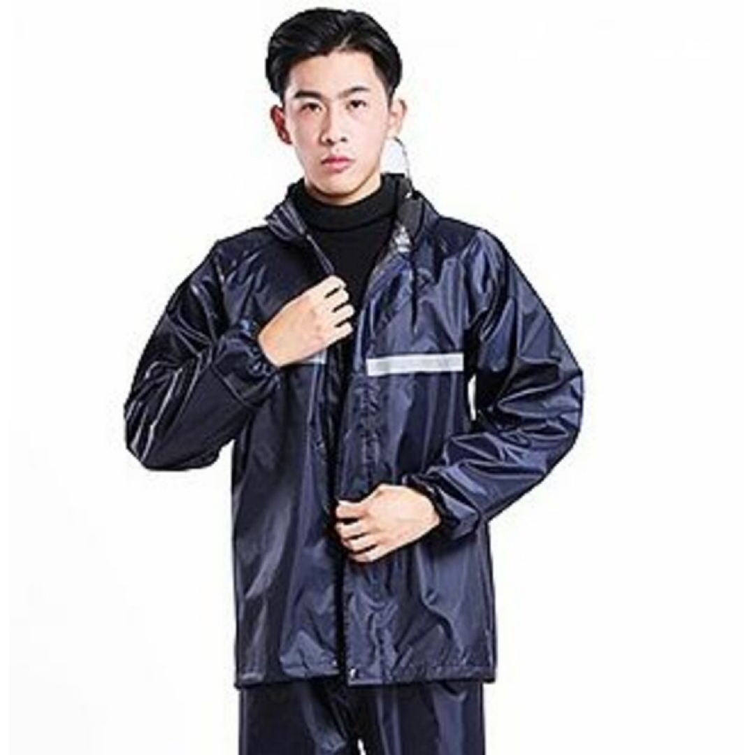 レインコート レインジャケット 雨ガッパ  ブラック黒 撥水厚手XL 男女兼用 メンズのファッション小物(レインコート)の商品写真