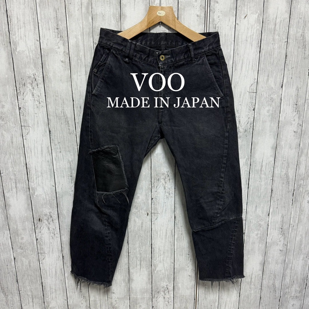 エターナル美品！VOO 3D 5P Jeans 本革使い立体ブラックデニム！日本製！