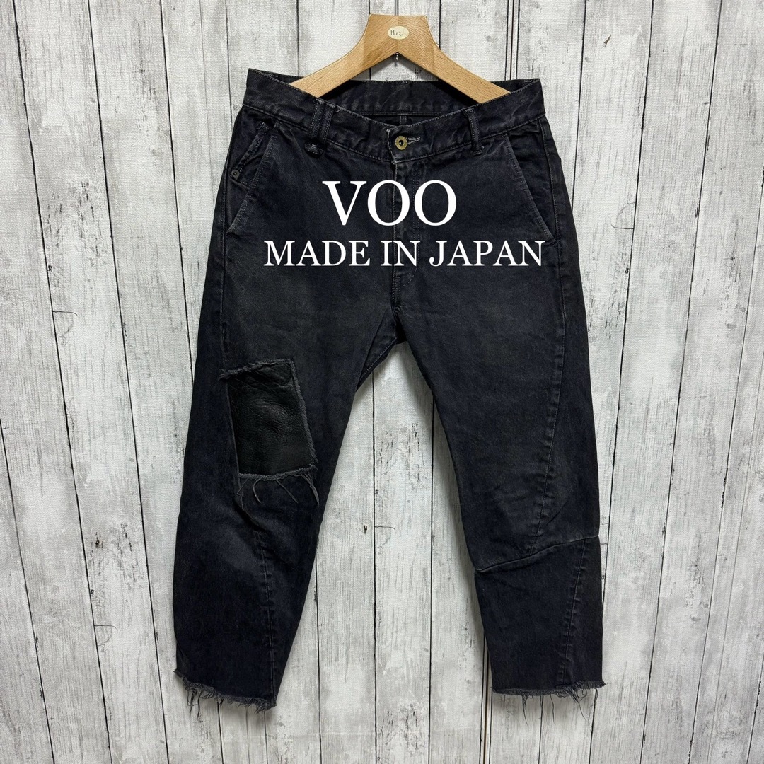 anachronorm(アナクロノーム)の美品！VOO 3D 5P Jeans 本革使い立体ブラックデニム！日本製！ メンズのパンツ(デニム/ジーンズ)の商品写真