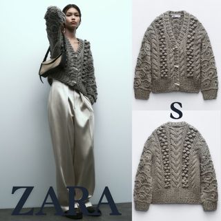 ザラ(ZARA)のZARA　ザラ　テクスチャー ニットカーディガン 　S(ニット/セーター)