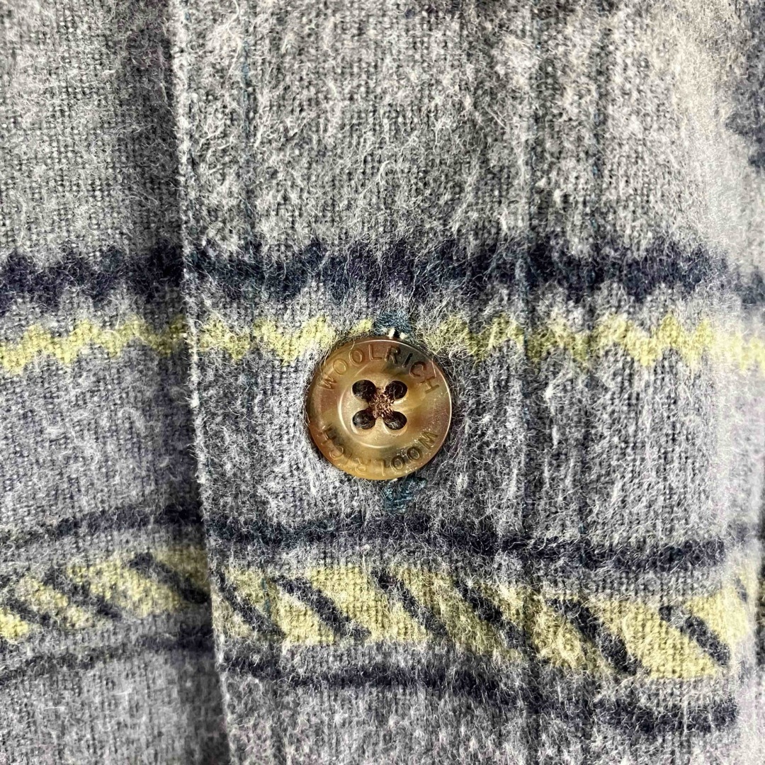 Lカラーwoolrich ウールリッチ ボーダー ヘビー シャモアクロスシャツ