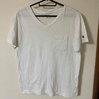 チャンピオン(Champion)のチャンピオン　champion 白T Vネック　Tシャツ　シンプル　古着　ロゴ(Tシャツ(半袖/袖なし))