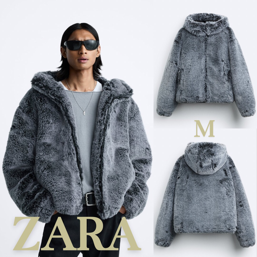 ZARAZARA　ザラ　フェイクファーフーデッド ジャケット M　メンズ