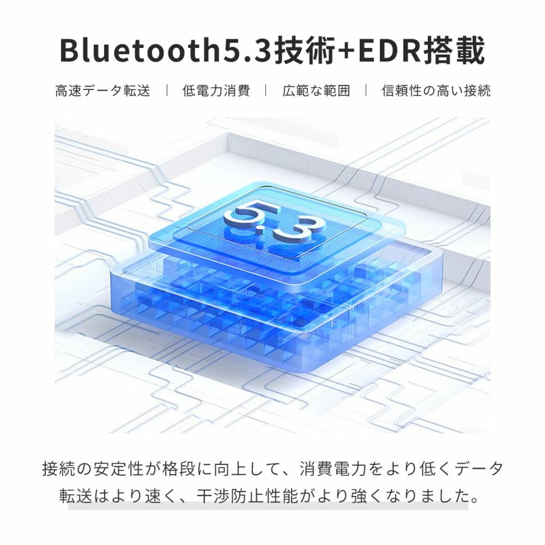 ワイヤレスイヤホン スポーツ専用 Bluetooth5.3 マグネット磁石搭載 スマホ/家電/カメラのオーディオ機器(ヘッドフォン/イヤフォン)の商品写真