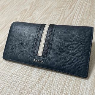 バリー(Bally)の美品 バリー BALLY トレインスポッティング 二つ折り長財布 ネイビー(長財布)