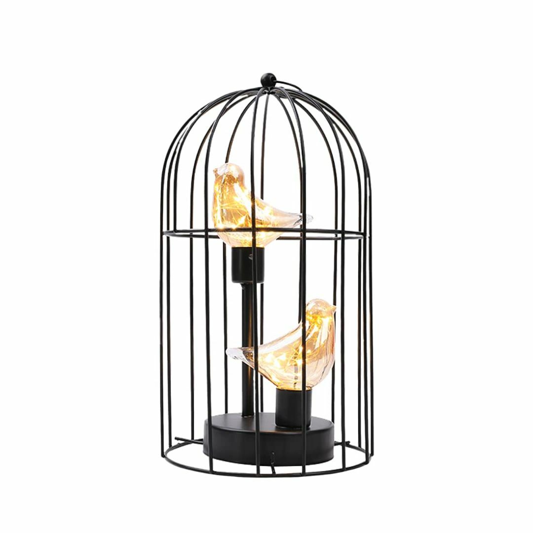 JHY DESIGN 電池式テーブルランプ 高さ30cm 置き型 かわいい鳥かご インテリア/住まい/日用品のライト/照明/LED(その他)の商品写真